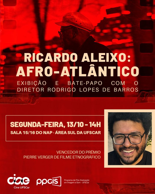 PPGIS e Cine UFSCar convidam para uma sessão especial e bate-papo com o diretor Rodrigo Lopes de Barros, que apresentará seu filme sobre o poeta Ricardo Aleixo Ricardo Aleixo.jpeg